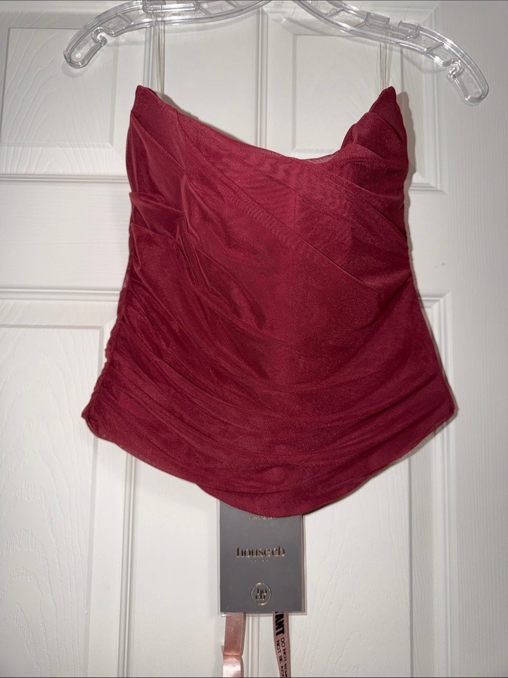 House of CB Hallie Cabernet Strapless Corset With Neck Scarf (Regular Cup Size) - Picture 3 of 12